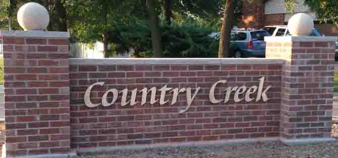 Large Brick Entrance Sign for Country Creek